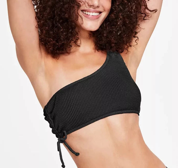 Salt + Cove Juniors' One-Shoulder Side-Shirred Bikini Top