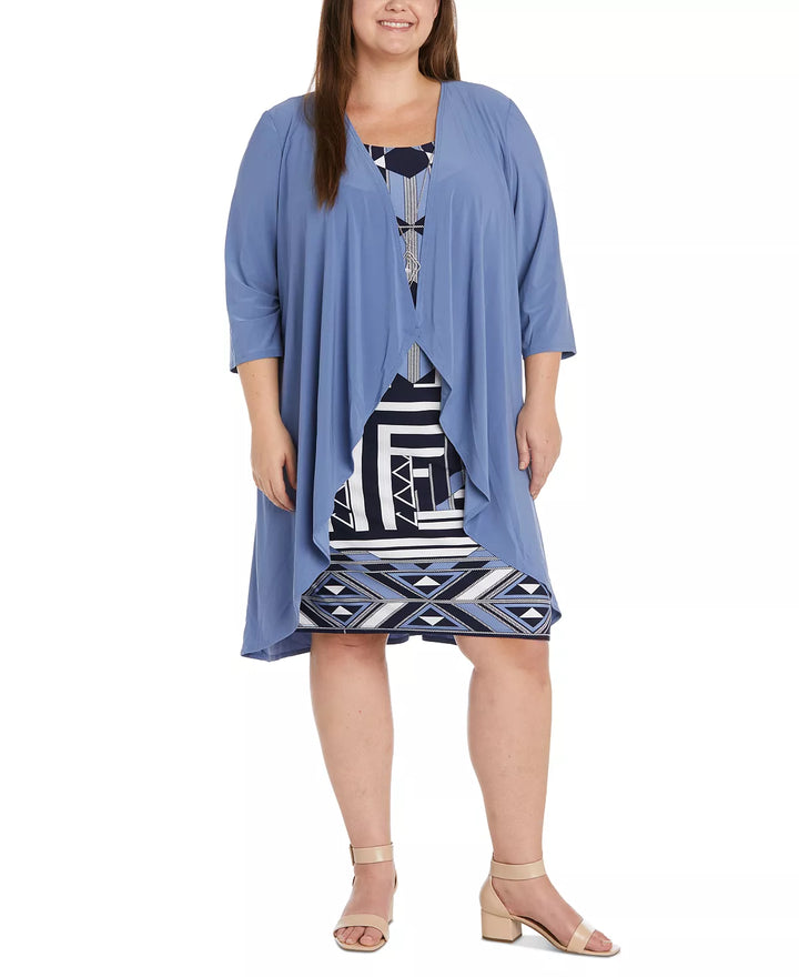 R & M Richards Plus Size 3/4-Sleeve Jacket and Printed Dress