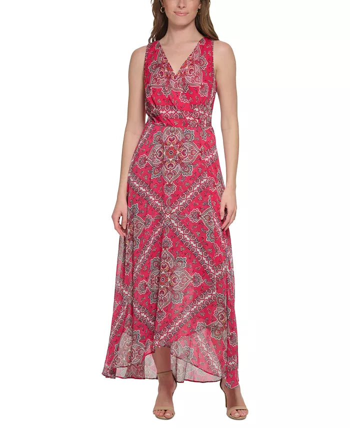 Tommy Hilfiger Women's Surplice Paisley Maxi Dress