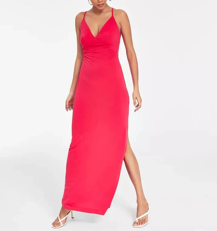 GUESS Sleeveless Ramsha V-Neck Satin Maxi Dress