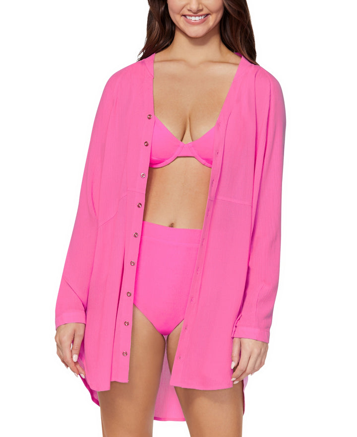 Raisins Juniors' Belize Beach Shirtdress Cover-Up