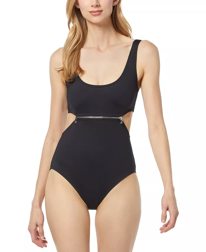 Michael Kors Zip-Trim Cutout One-Piece Swimsuit