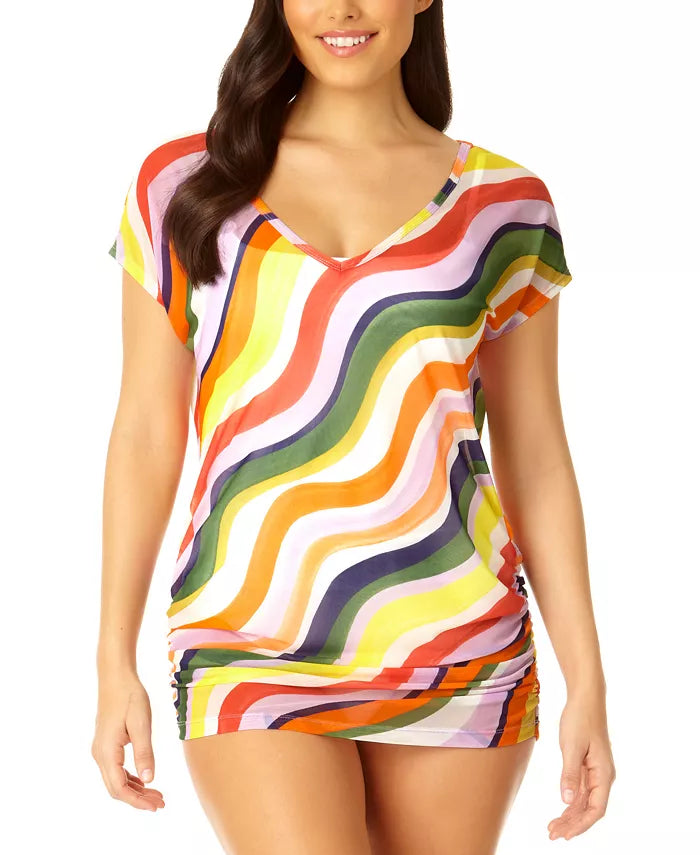 Anne Cole Printed Mesh Tunic Cover-Up