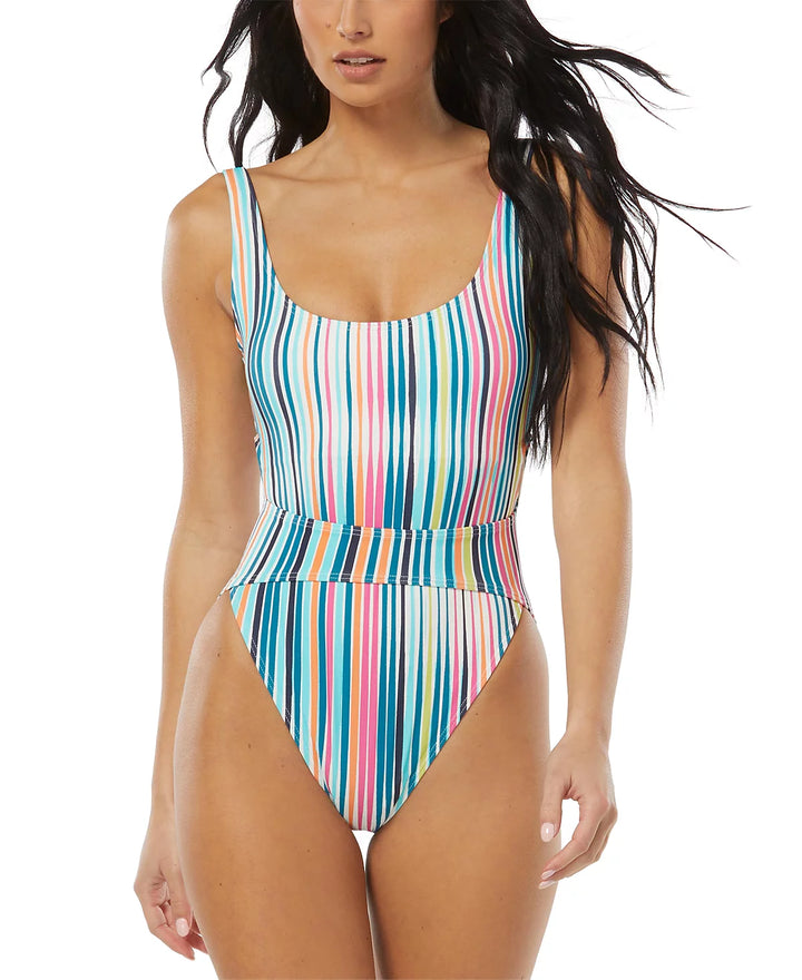Vince Camuto High-Leg Cut-Out One-Piece Swimsuit