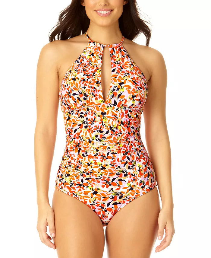 Anne Cole Ruffled-Strap Keyhole-Cutout Swimsuit
