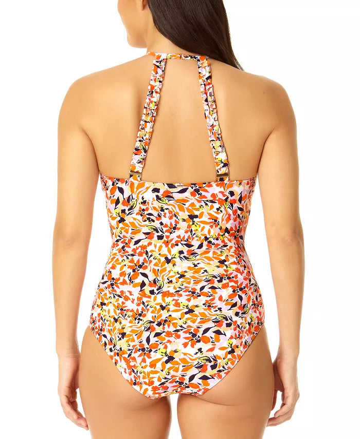 Anne Cole Ruffled-Strap Keyhole-Cutout Swimsuit