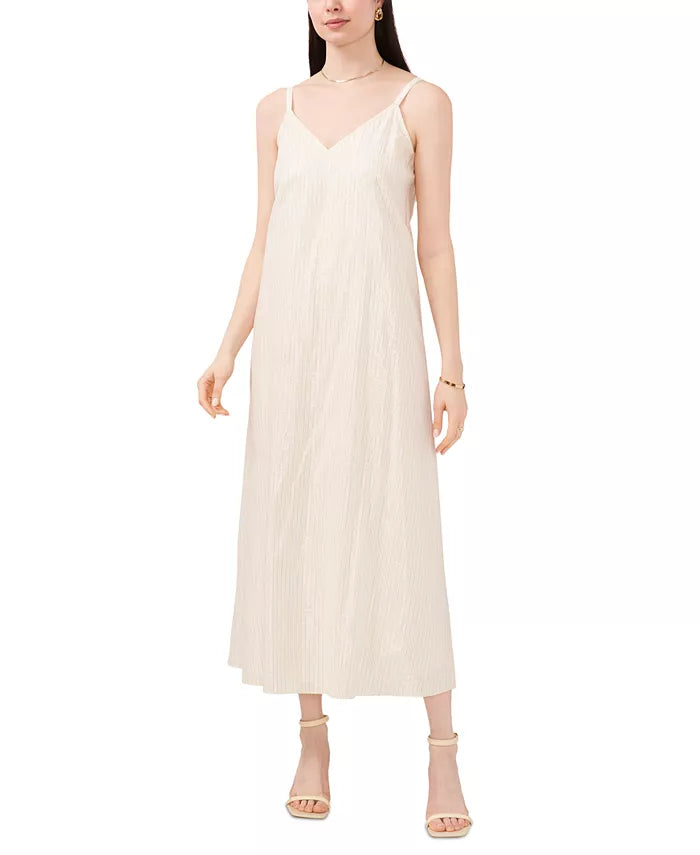 Vince Camuto Metallic-Stripe Sleeveless Maxi Dress