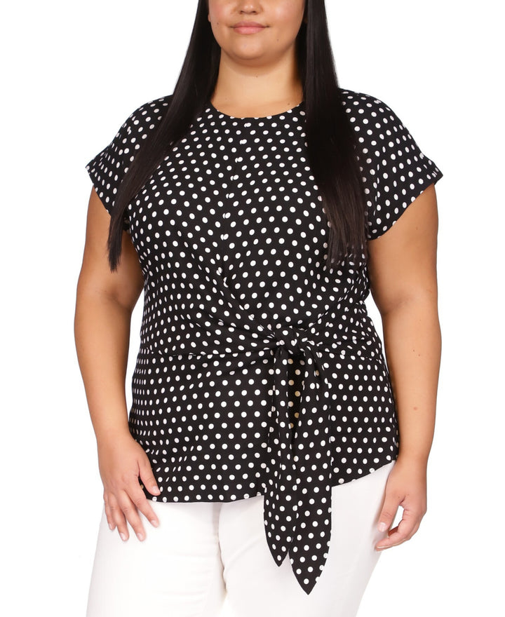 MICHAEL MICHAEL KORS Plus Size Polka Dot Tie-Waist Top