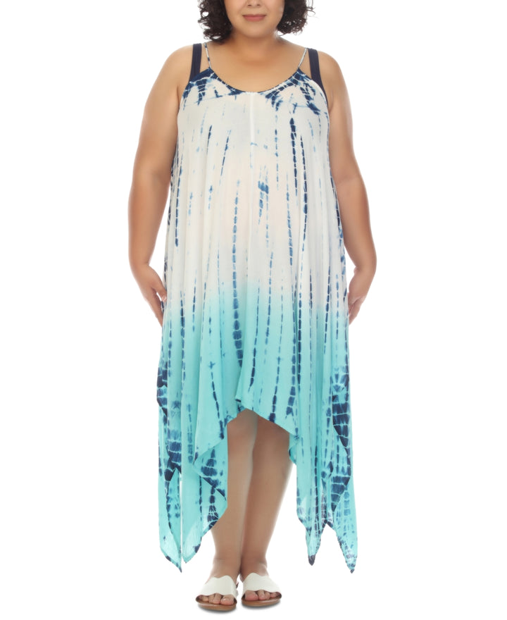 Raviya Plus Size Tie-Dyed Handkerchief Cover-Up Midi Dress