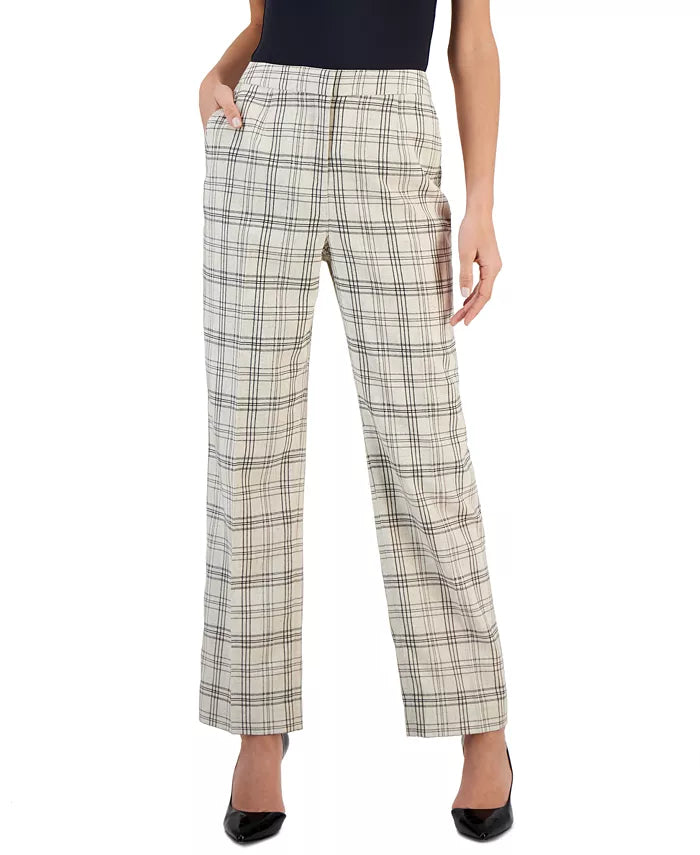 T Tahari Plaid Wide-Leg Pants