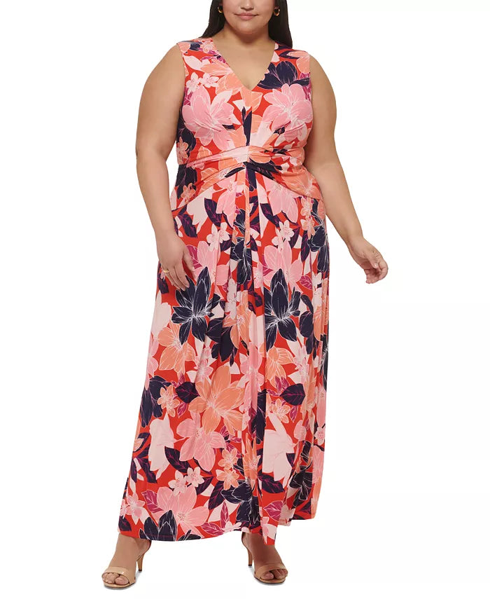 Jessica Howard Floral-Print Ruched Maxi Dress