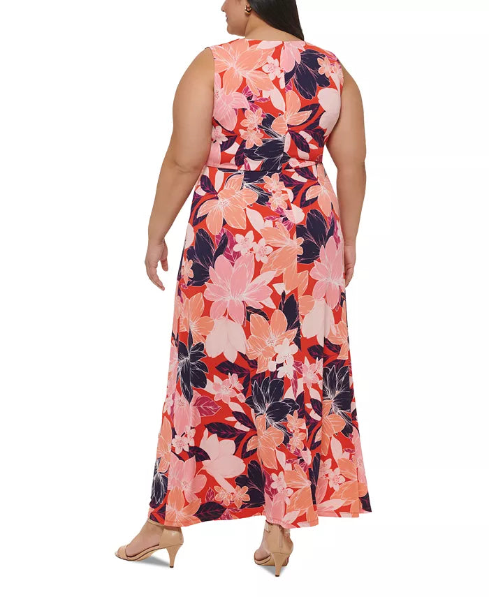 Jessica Howard Floral-Print Ruched Maxi Dress