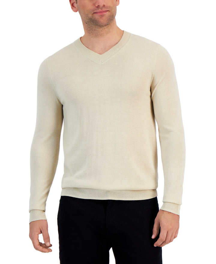 Alfani MEN Long-Sleeve V-Neck Merino Sweater