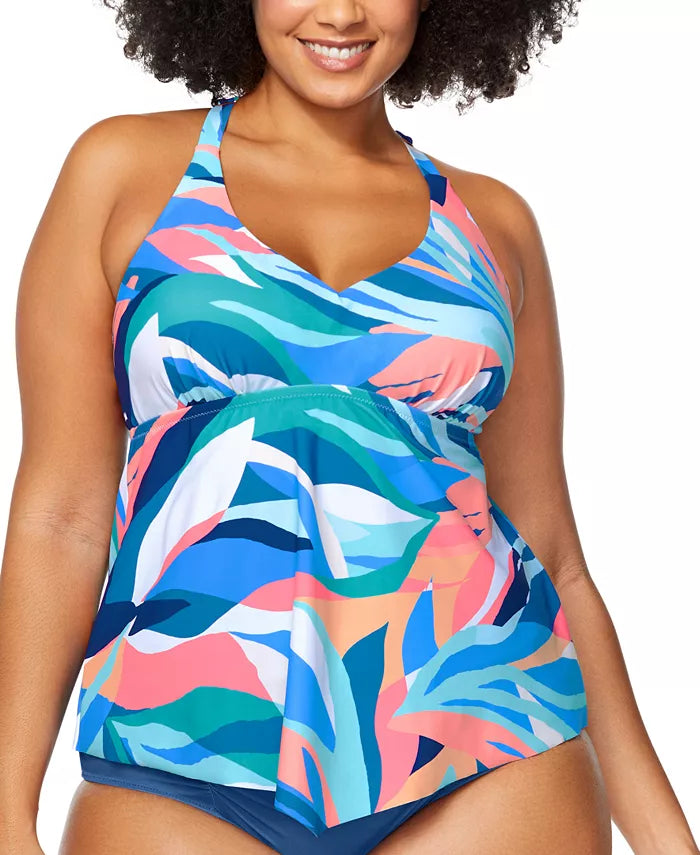 Raisins Curve Trendy Plus Size Trinidad T-Back Tankini Top