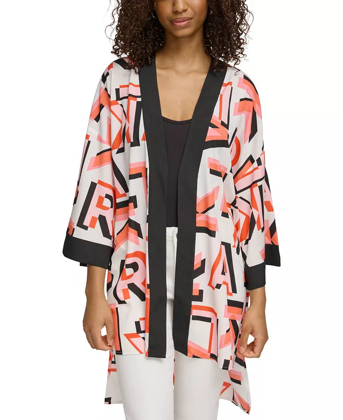 KARL LAGERFELD PARIS Logo-Print Contrast-Trim Kimono