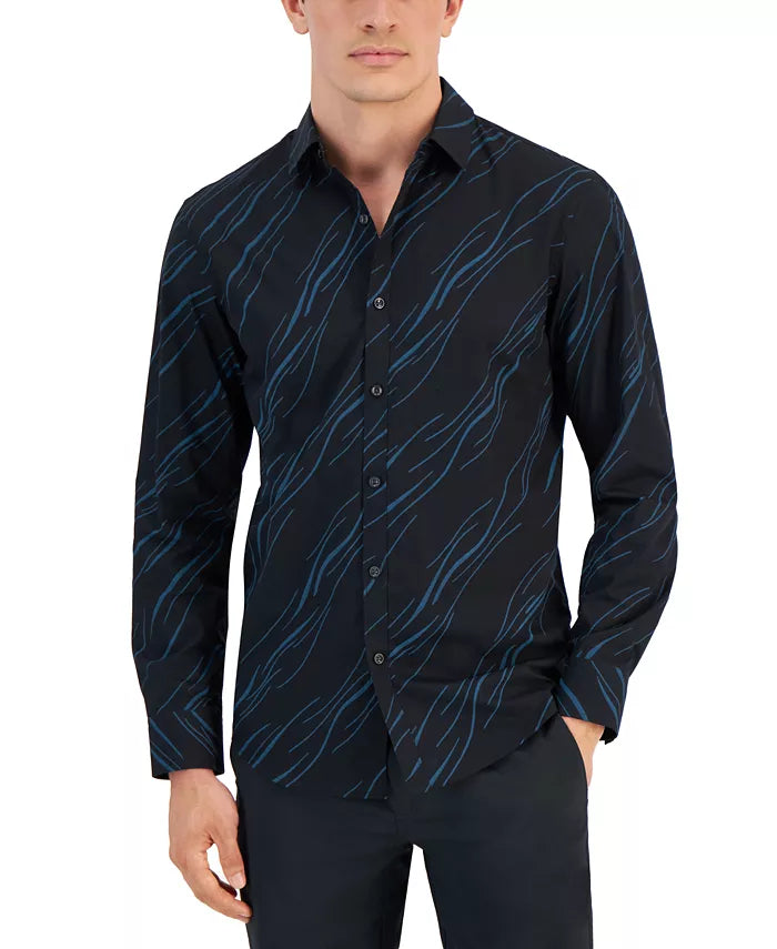 Alfani MEN's Breeze Abstract Print Long Sleeve Shirt