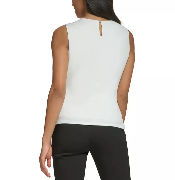DKNY Jewel-Neck Cross-Wrap Sleeveless Top