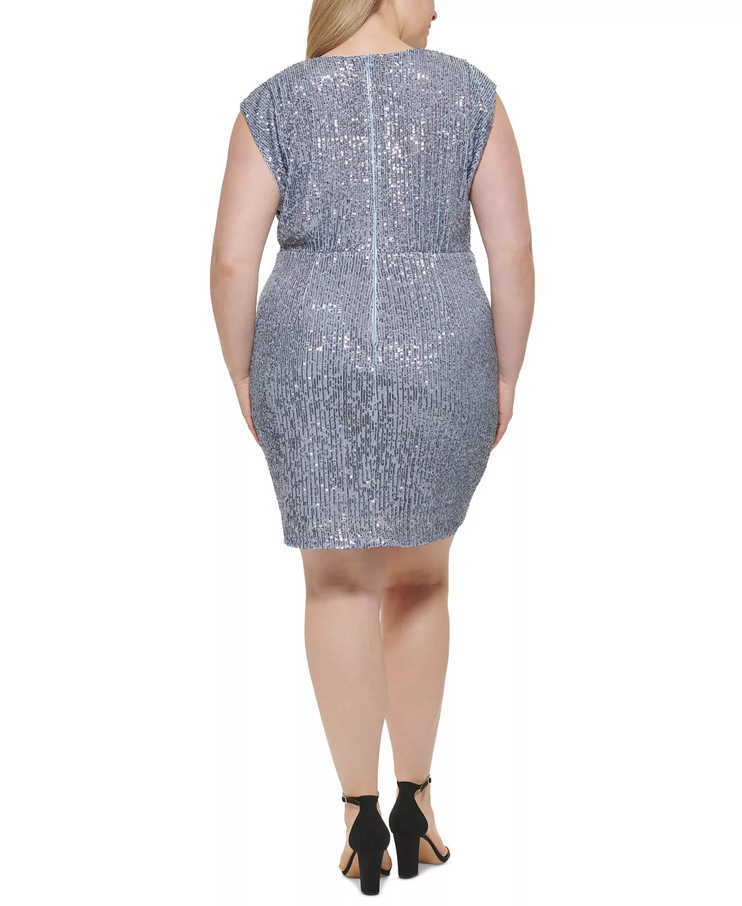 Eliza J Plus Size Sequined V-Neck Ruched Sheath Dress