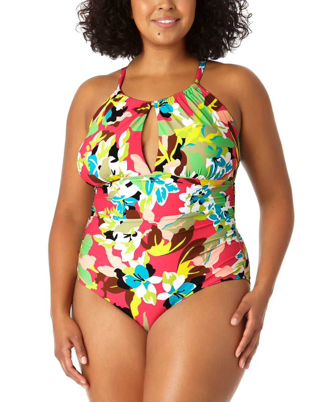 Anne Cole Plus Size Printed Keyhole One-Piece Swimsuit