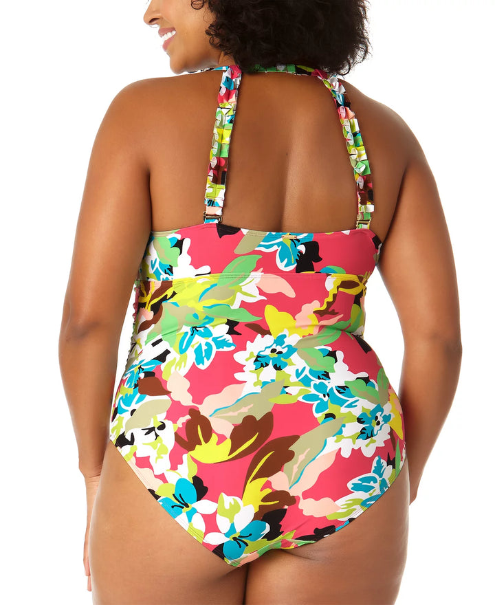 Anne Cole Plus Size Printed Keyhole One-Piece Swimsuit