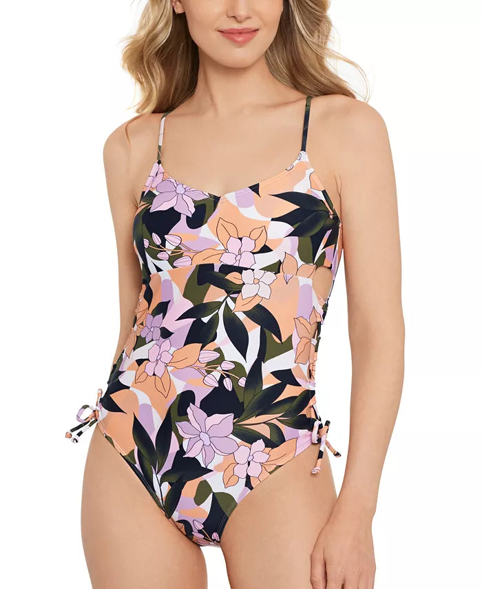 Salt + Cove Juniors' Lace-Up-Side One-Piece Swimsuit