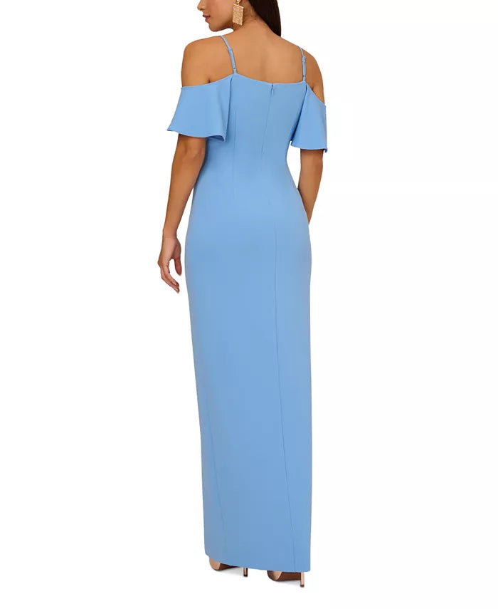 Aidan by Adrianna Papell Off-The-Shoulder Ruffled Crepe Gown