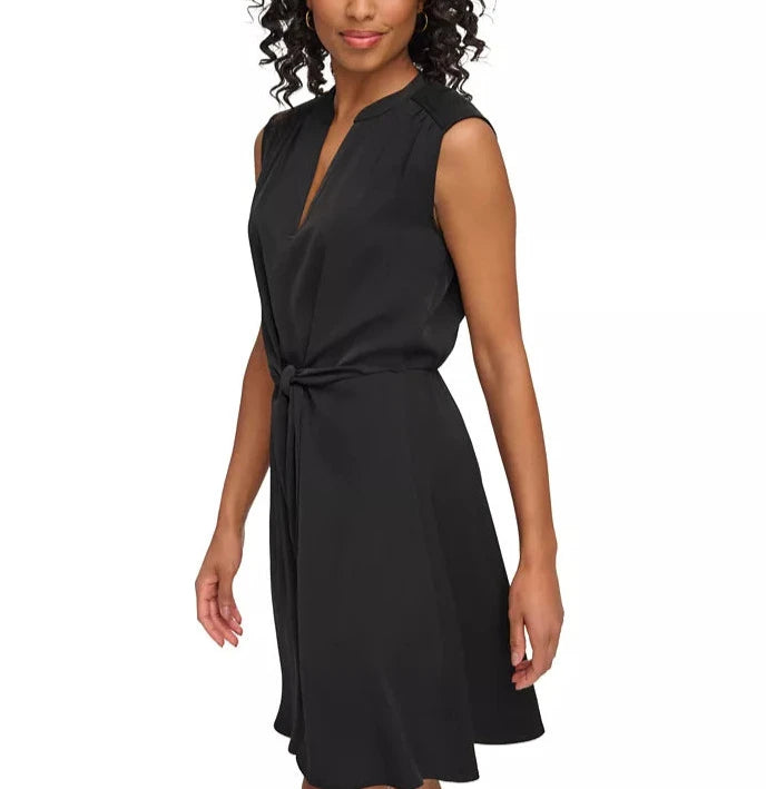 DKNY Sleeveless Tie-Waist Fit & Flare Dress