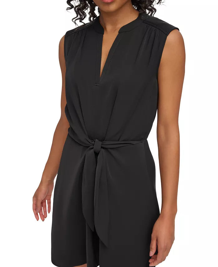 DKNY Sleeveless Tie-Waist Fit & Flare Dress