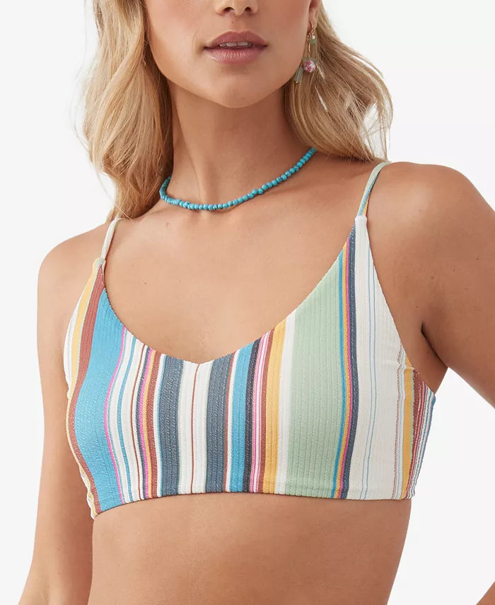 O'Neill Juniors' Lookout Stripe Longline Bikini Top