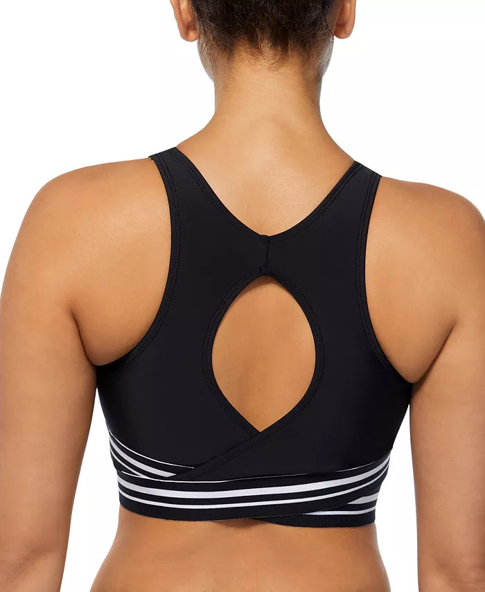 Reebok Striped-Trim Racerback Bikini Top