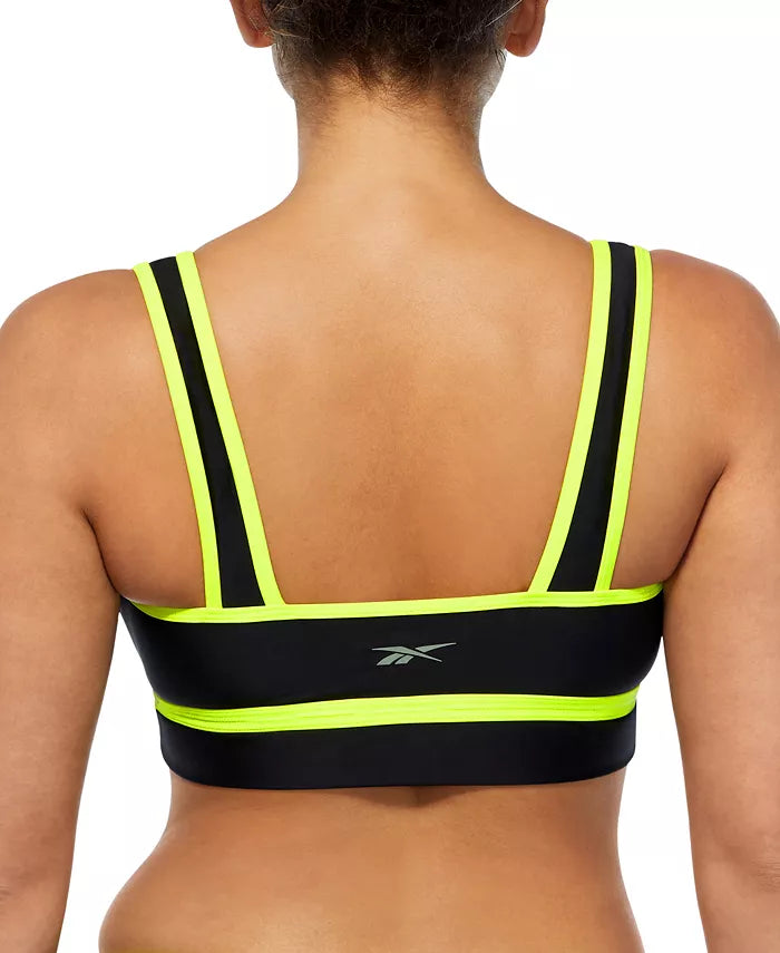 Reebok Contrast-Trim Square-Neck Bikini Top