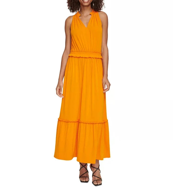 KARL LAGERFELD PARIS Women's Sleeveless Tiered Maxi Dress