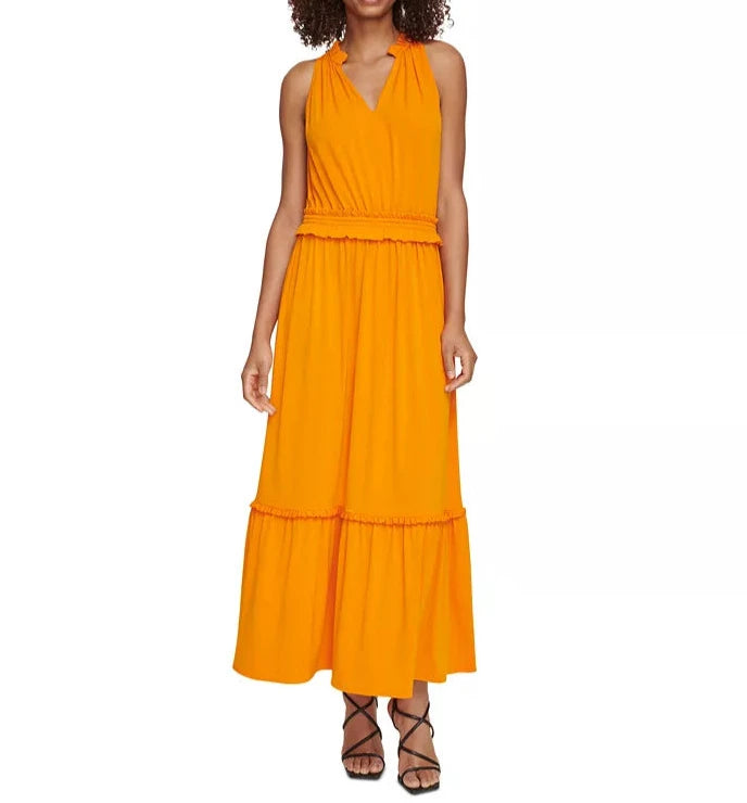 KARL LAGERFELD PARIS Women's Sleeveless Tiered Maxi Dress