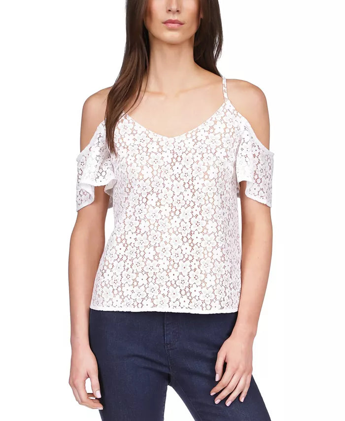 Michael Kors Lace Cold-Shoulder Chain Top