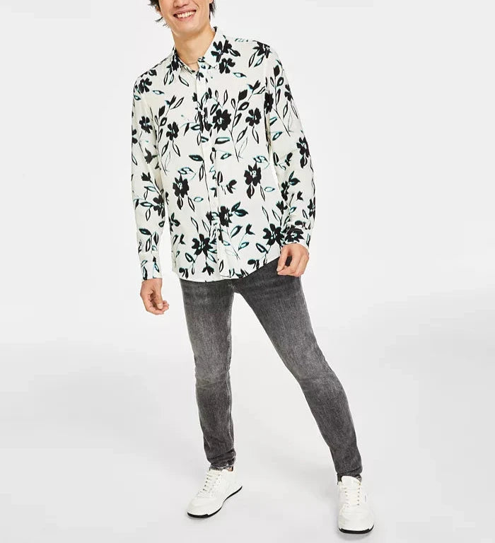 GUESS MEN's Long-Sleeve Button-Front Shirt