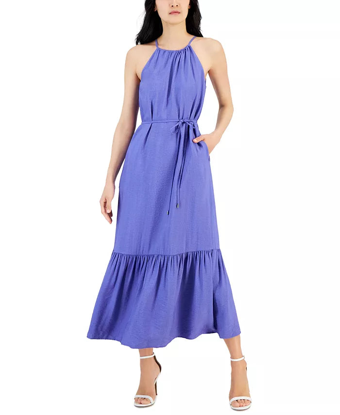 Anne Klein Halter-Neck Tiered Maxi Dress