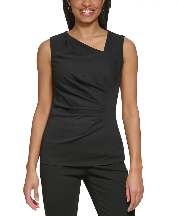 DKNY Asymmetrical Neckline Sleeveless Top