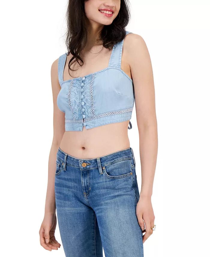 GUESS Jaylani Square-Neck Sleeveless Crop Top