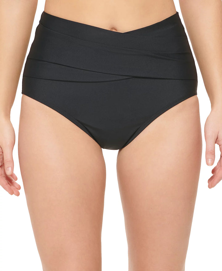 Calvin Klein High-Waist Cross-Over Tummy-Control Bikini Bottoms