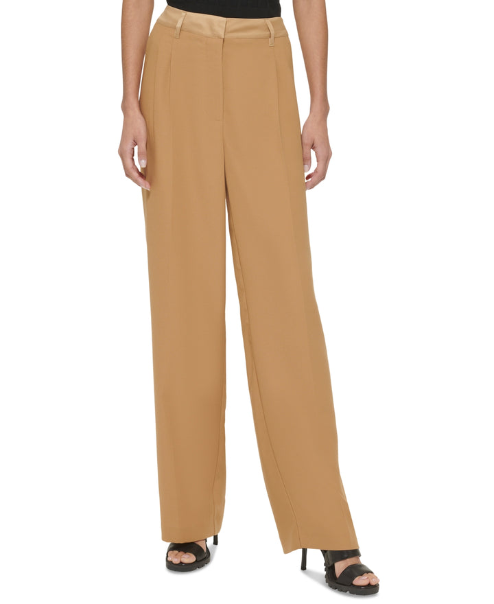 DKNY Mixed-Media Wide-Leg Pants