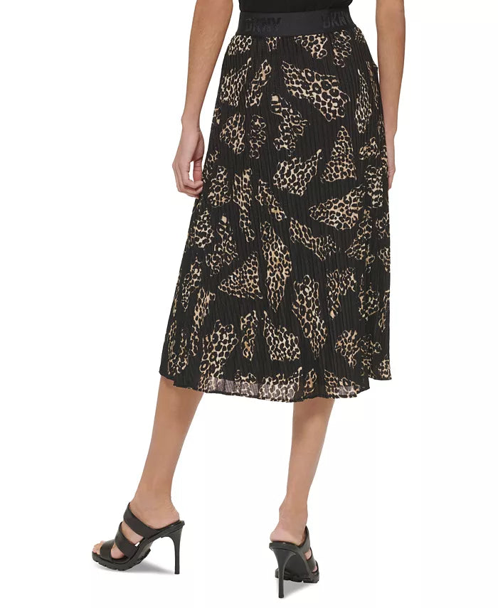 DKNY Animal-Print Pleated Midi Skirt