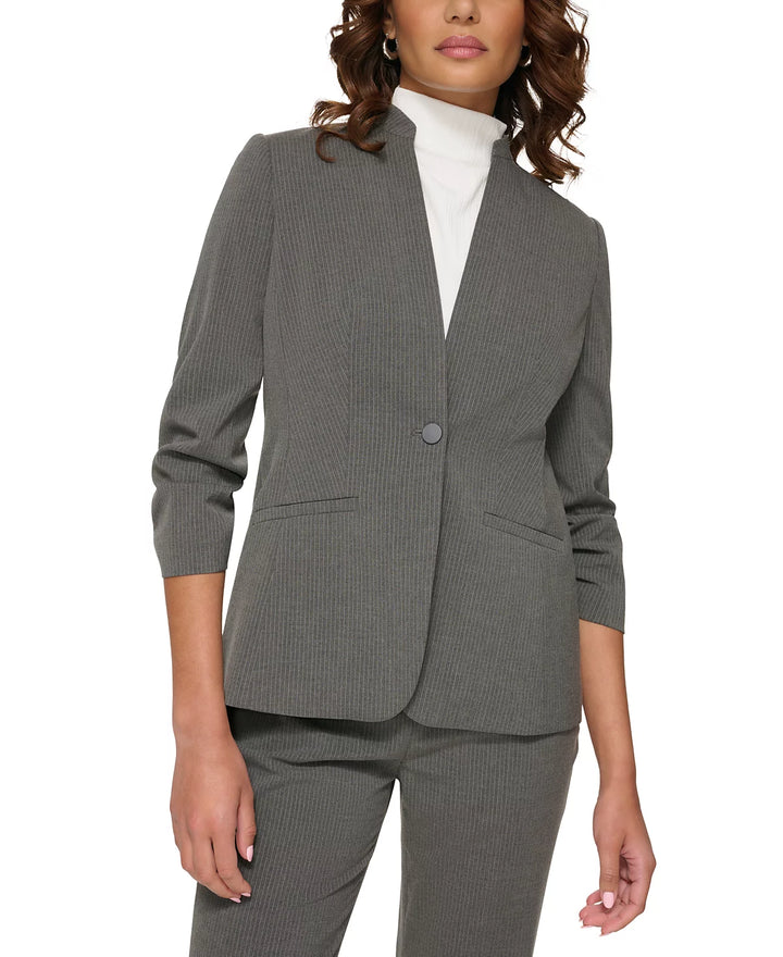 Calvin Klein Collarless Pinstripe Blazer