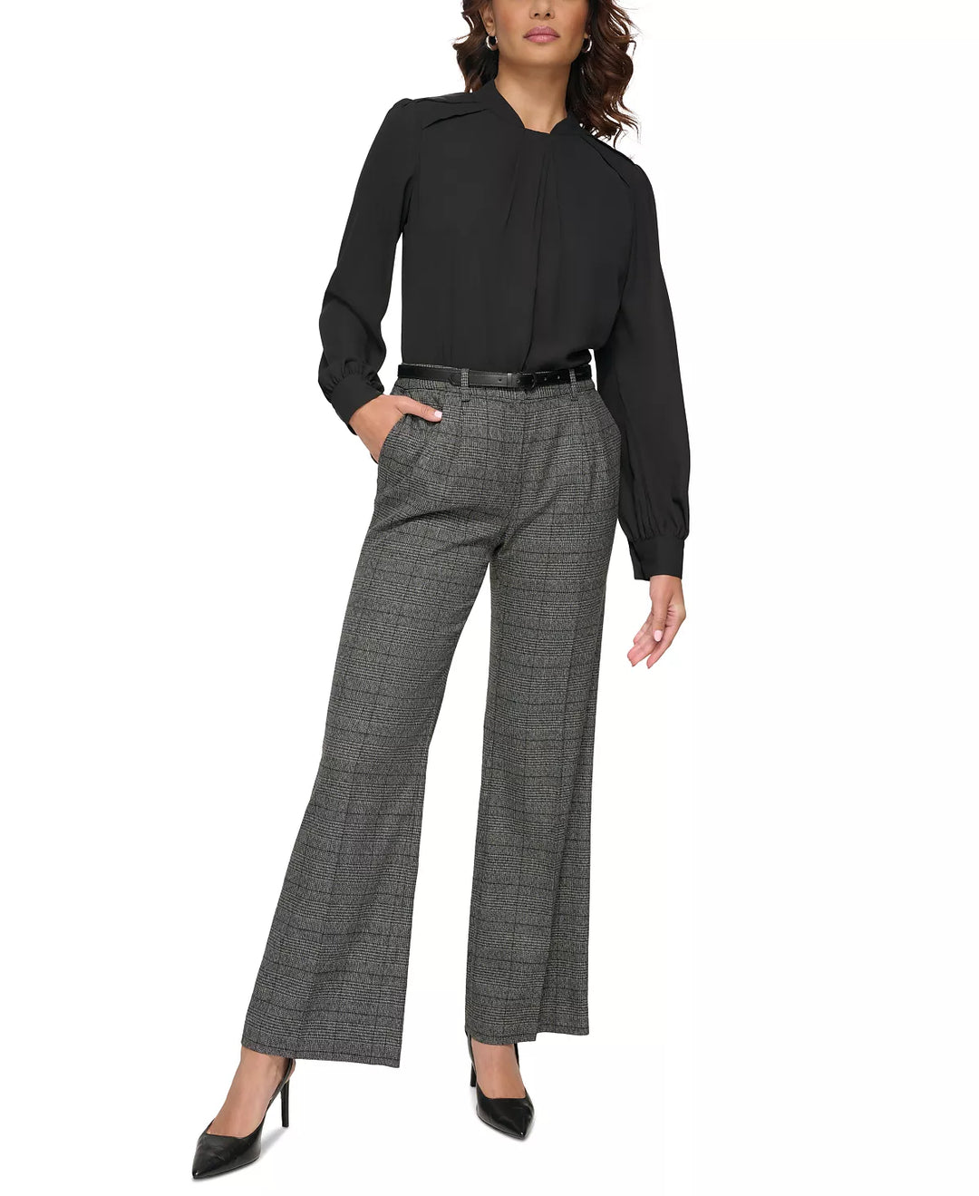 Calvin Klein Petite Menswear Wide-Leg Pants