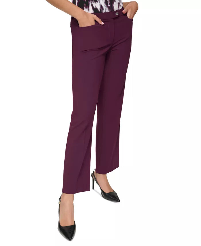 Calvin Klein Petite Mid-Rise Straight-Leg Pants