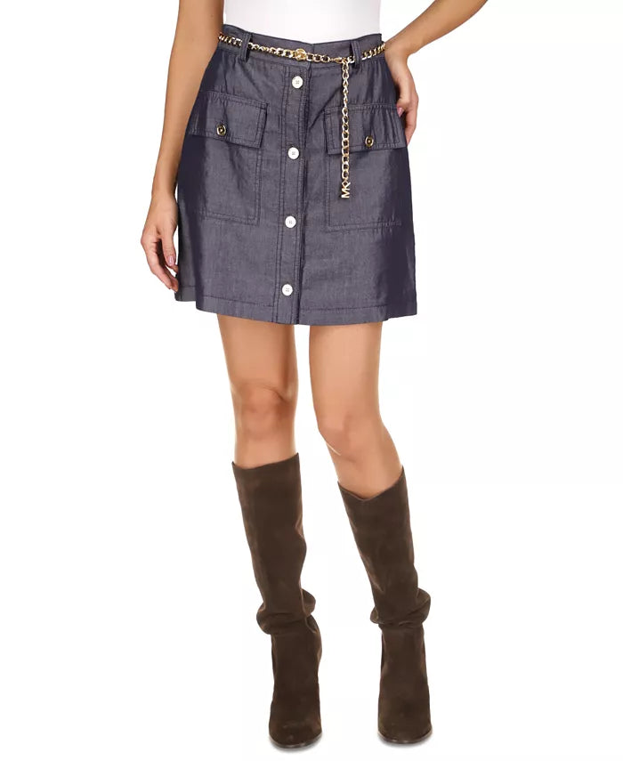MICHAEL MICHAEL KORS Pocket-Front Chain-Belt Skirt