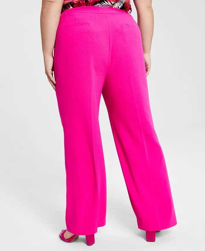 Bar III Plus Size Textured Crepe Wide-Leg Pants