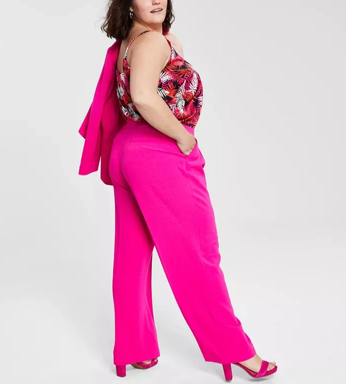 Bar III Plus Size Textured Crepe Wide-Leg Pants