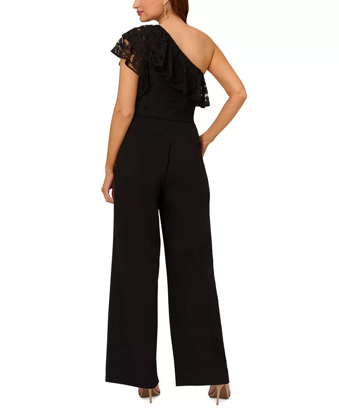 Adrianna Papell Women's One-Shoulder Lace-Bodice Jumpsuit