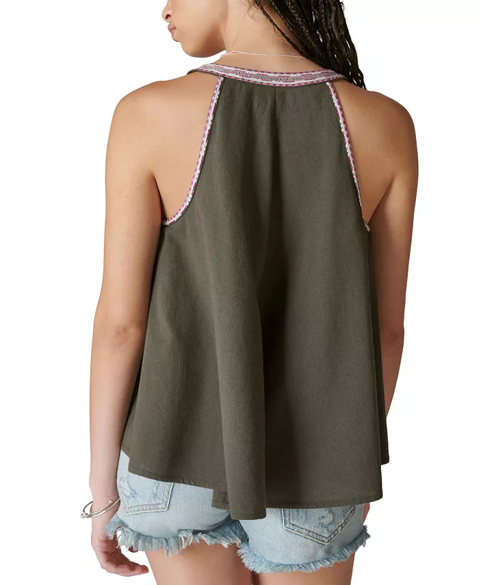 Lucky Brand Embroidered Peasant Swing Tank Top