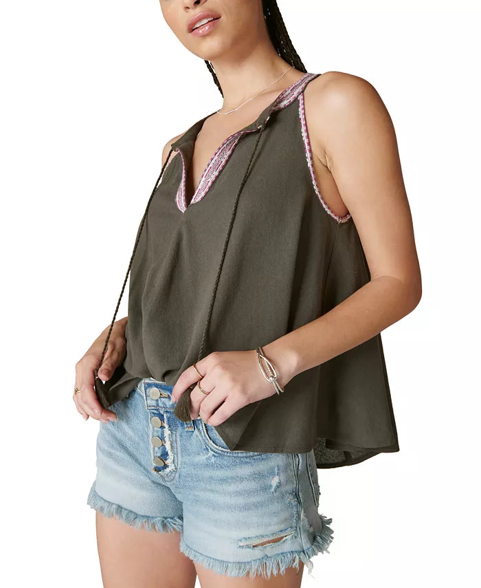 Lucky Brand Embroidered Peasant Swing Tank Top